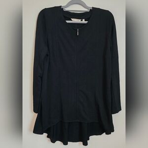 Women's Soft Surrounding Calista Full Zip Jacket Black Medium Peplum Hem Casual